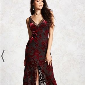 NWOT Floral Velvet Sheer Slip Maxi Dress Sz M